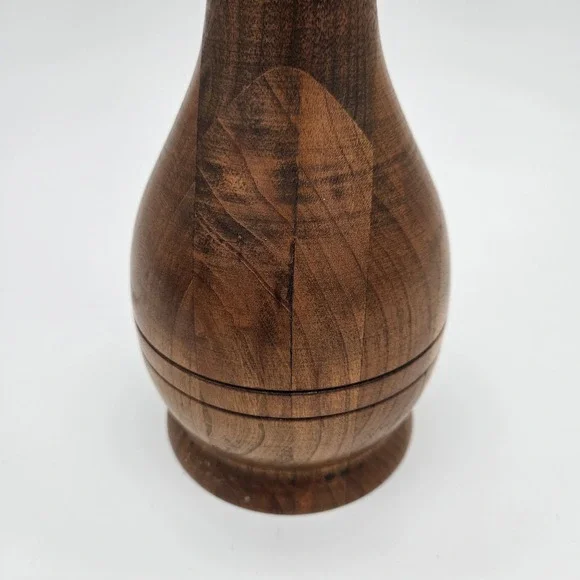 Hand Crafted Turned MCM Hardwood Vase Signed by Artist - Handcrafted Natural - Picture 2 of 14